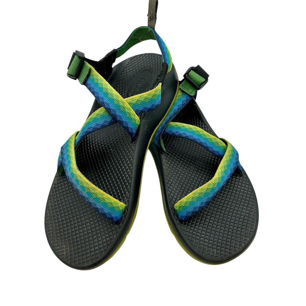 Chaco Women's Z/Cloud Sandals Size 6 Green Blue Yellow Strappy Comfort Hiking